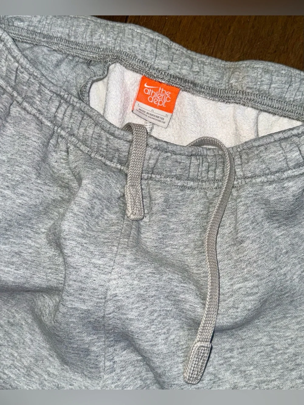 Nike Club Fleece Gray Sweatpants Large Yellow Swoosh Open Leg